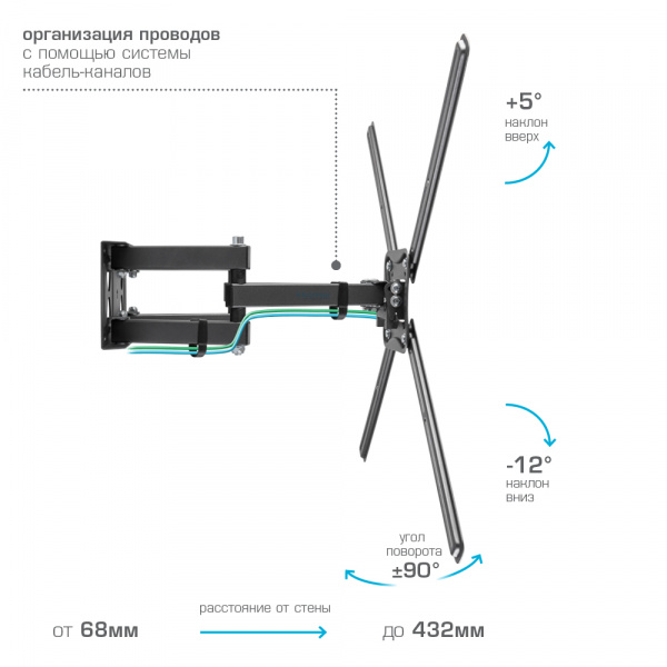 Настенный кронштейн для LED/LCD телевизоров KROMAX CORBEL-9 GREY TITAN 