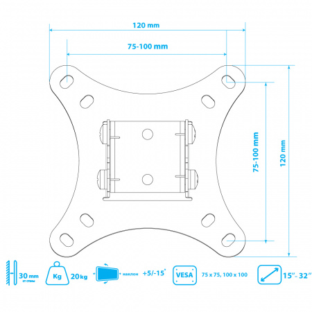 Настенный кронштейн для LED/LCD телевизоров ARM MEDIA LCD-02 BLACK 