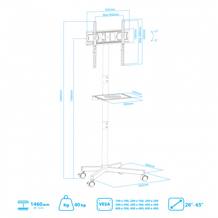 Мобильная стойка для LED/LCD/PLASMA телевизоров KROMAX OMEGA-18