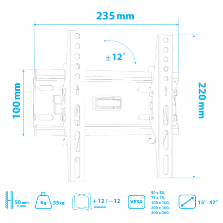 Настенный кронштейн для LED/LCD телевизоров ARM MEDIA PLASMA-6 BLACK 