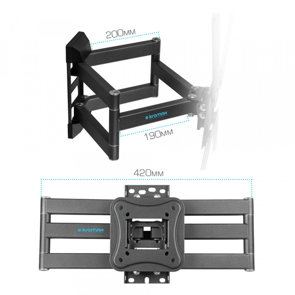 Настенный кронштейн для LED/LCD телевизоров KROMAX CORBEL-12 GREY TITAN 